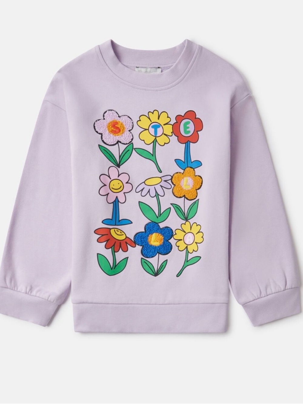 Stella McCartney Kids Lilac Sweatshirt with Colorful Flower Motif